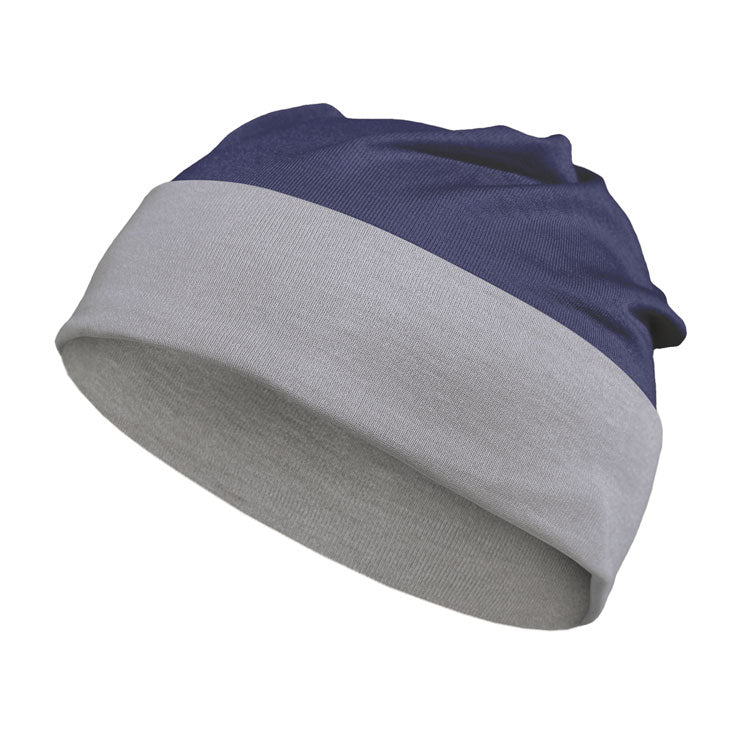 Denim Silver Cotton Double Knit Beanie