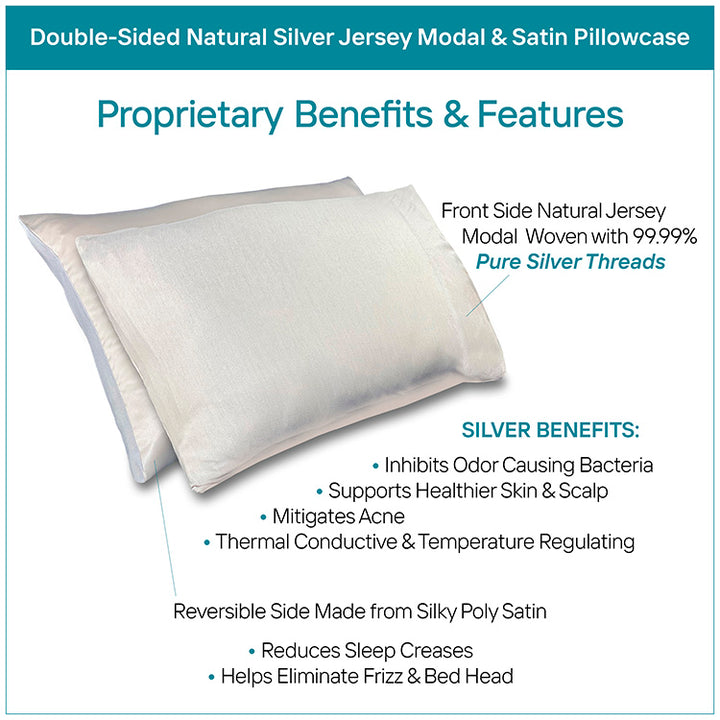 Natural Silver Satin & Modal Pillowcase - Standard/Queen