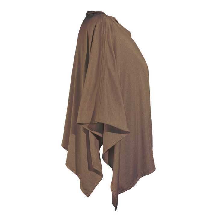 Mocha Silver Jersey Modal Poncho - Short