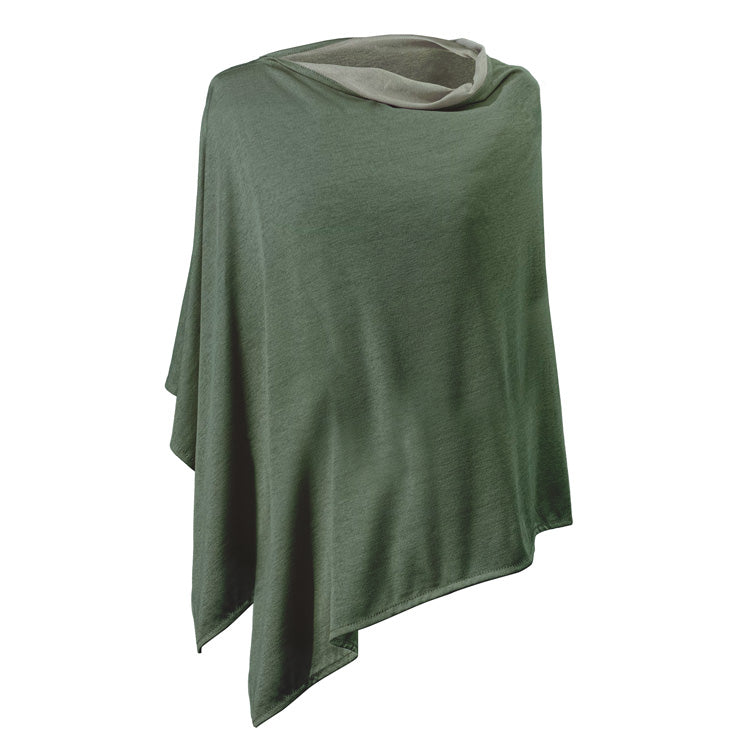 Poncho Cotton Double Knit Moss Green - Long