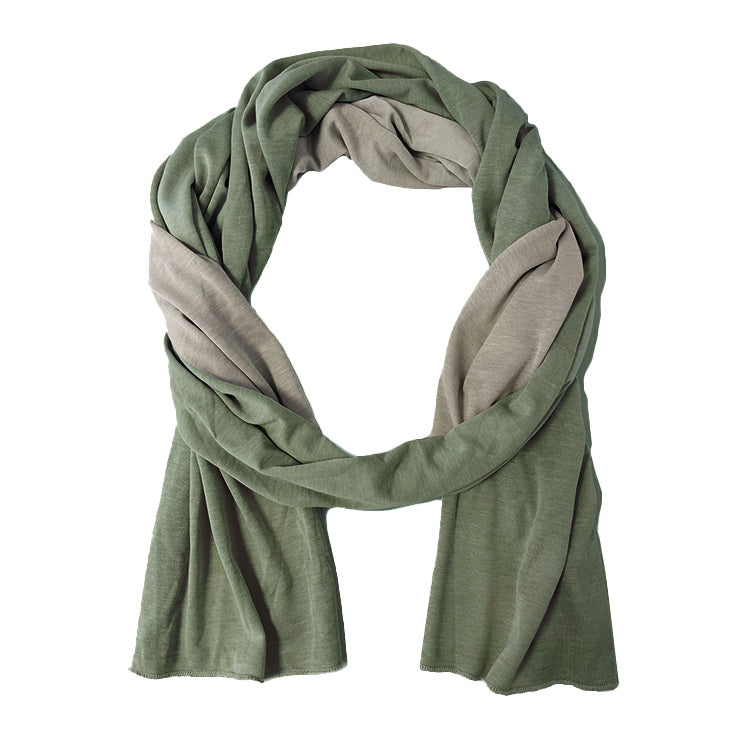 Reversible Silver Cotton Double Knit Scarf Moss