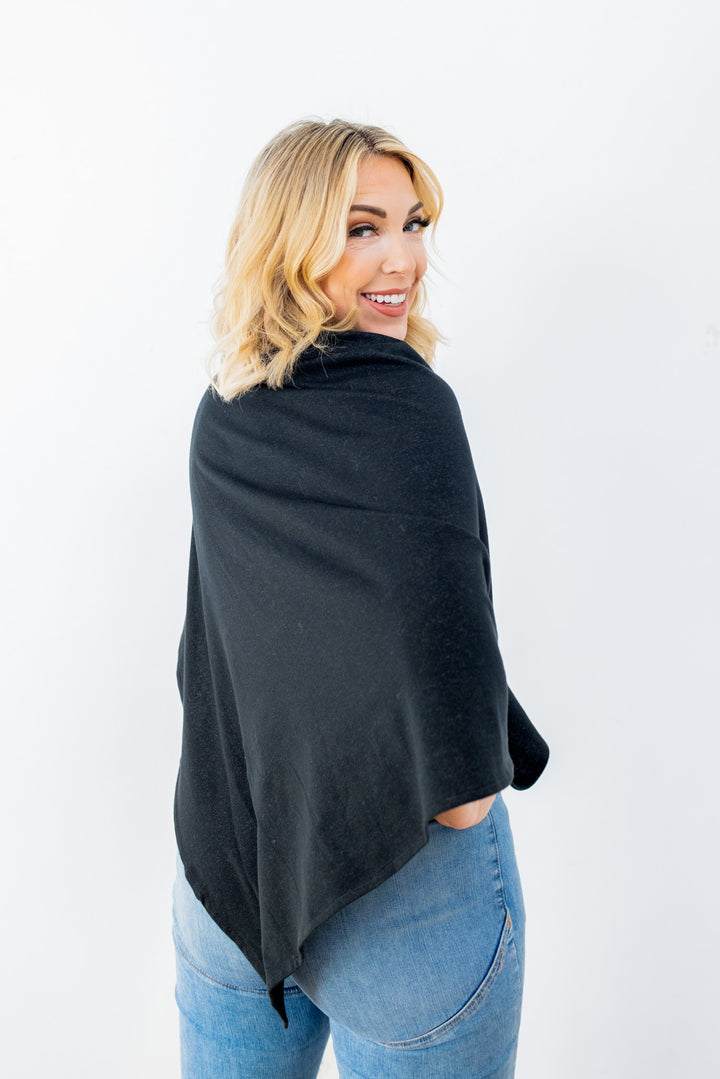 Silver Jersey Modal Poncho - Long