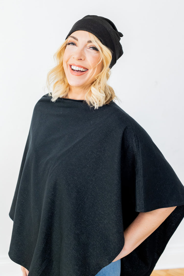 Black Silver Jersey Modal Beanie
