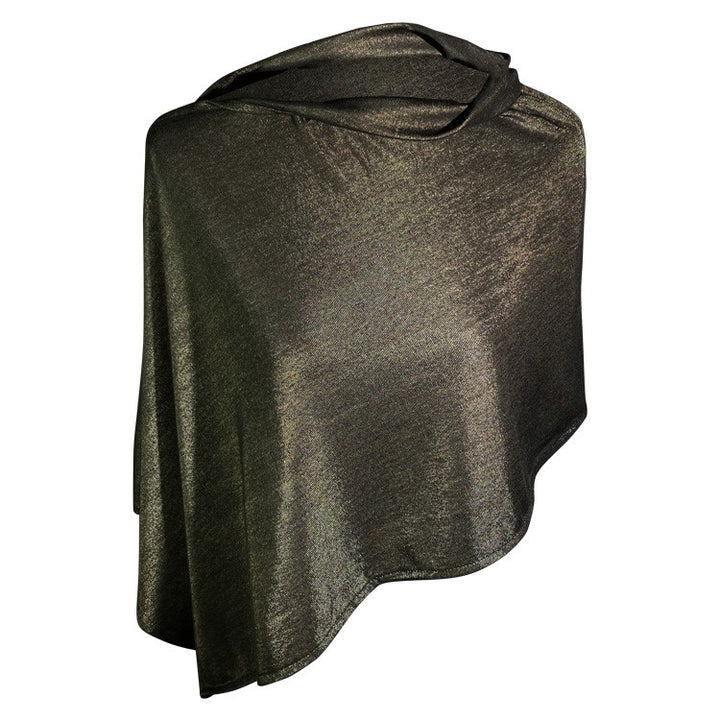 Black Silver Jersey Modal Poncho - Short