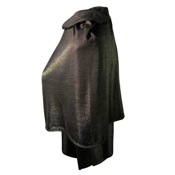 Black Silver Jersey Modal Poncho - Short