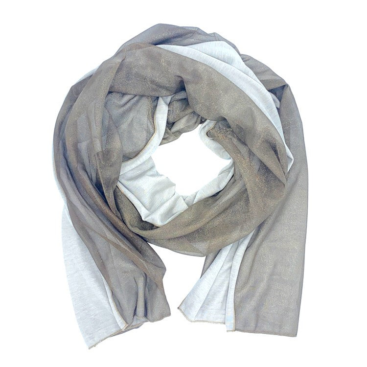 Reversible Pure Silver Mesh & Natural Jersey Long Scarf