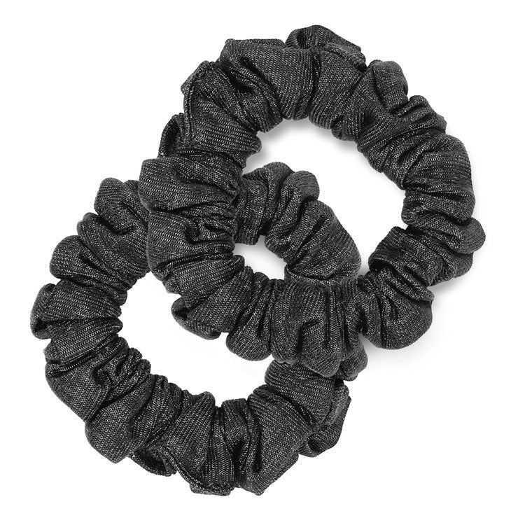 Black Jersey Silver Scrunchie