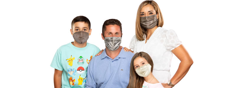 Family Wearing TRU47 Silver Masks