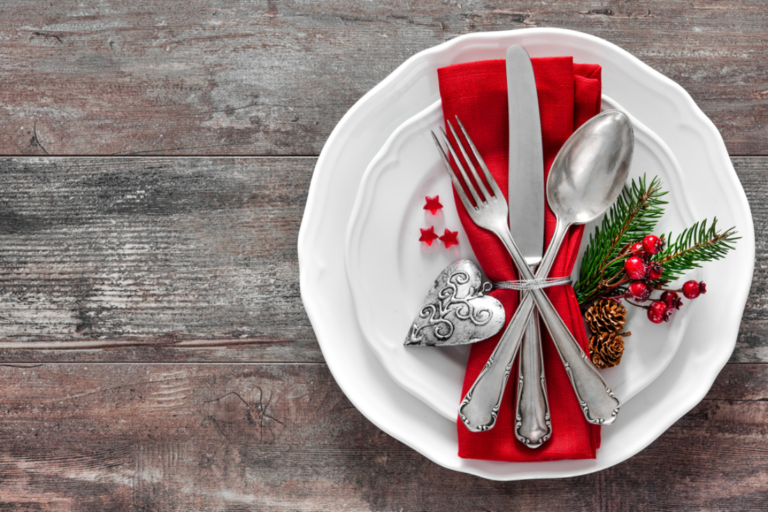 Holiday Dinner Setting Featuring Silverware