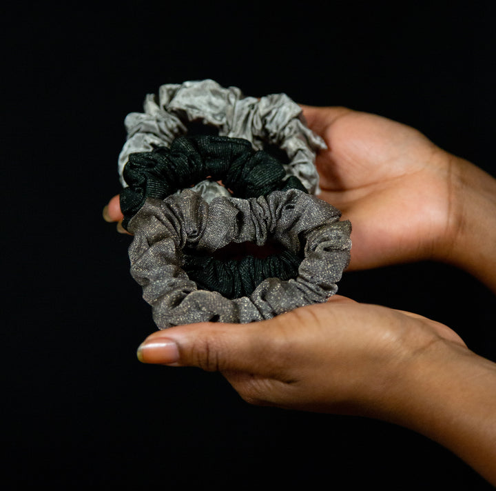 Silver Hair Scrunchies