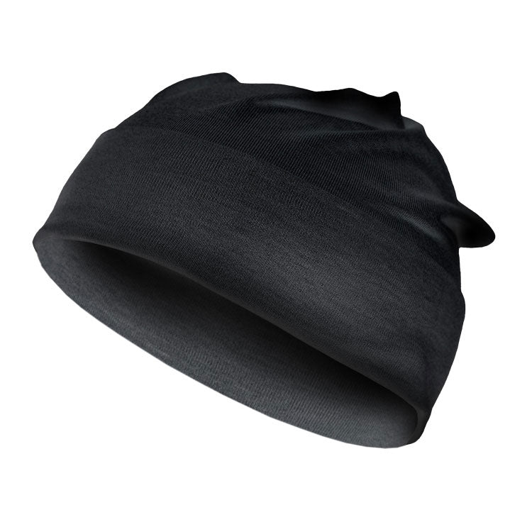 Black Silver Jersey Modal Beanie