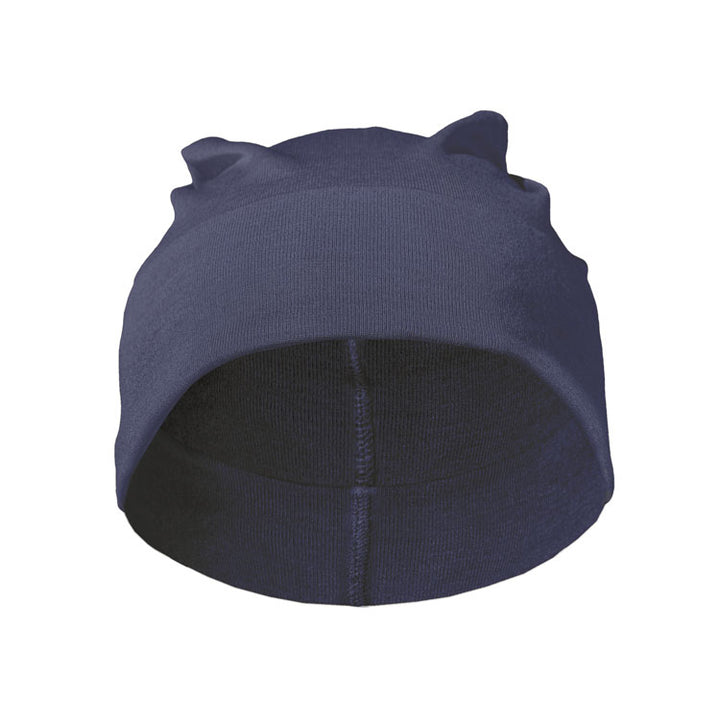 Kids Denim Silver Cotton Double Knit Beanie
