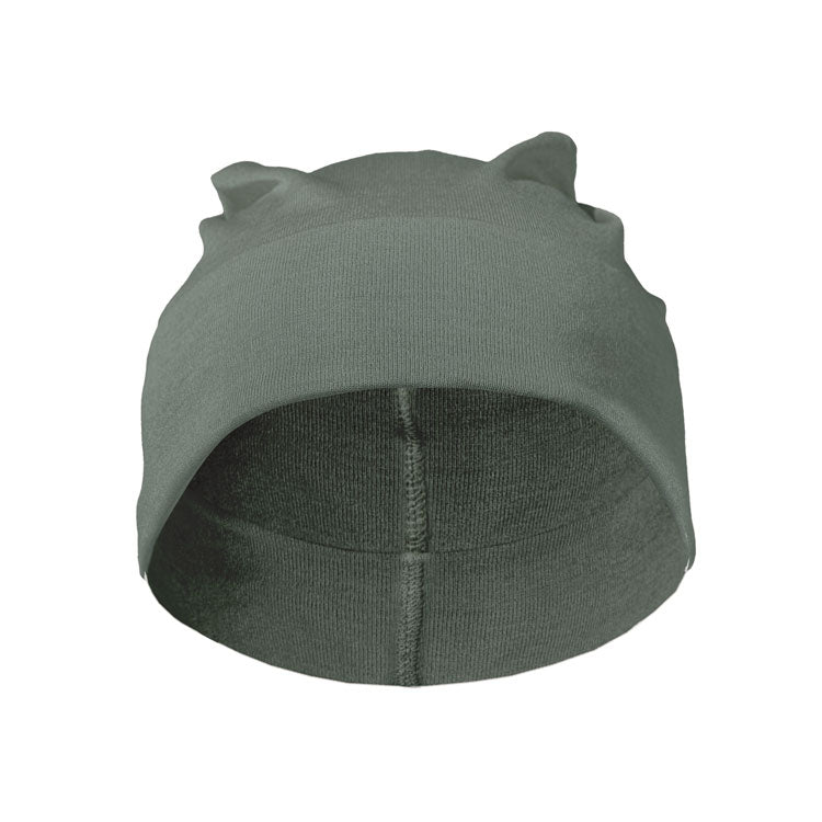 Kids Moss Silver Cotton Double Knit Beanie