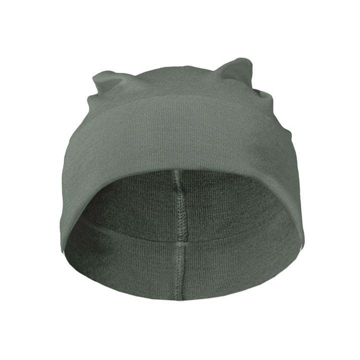 Kids Moss Silver Cotton Double Knit Beanie
