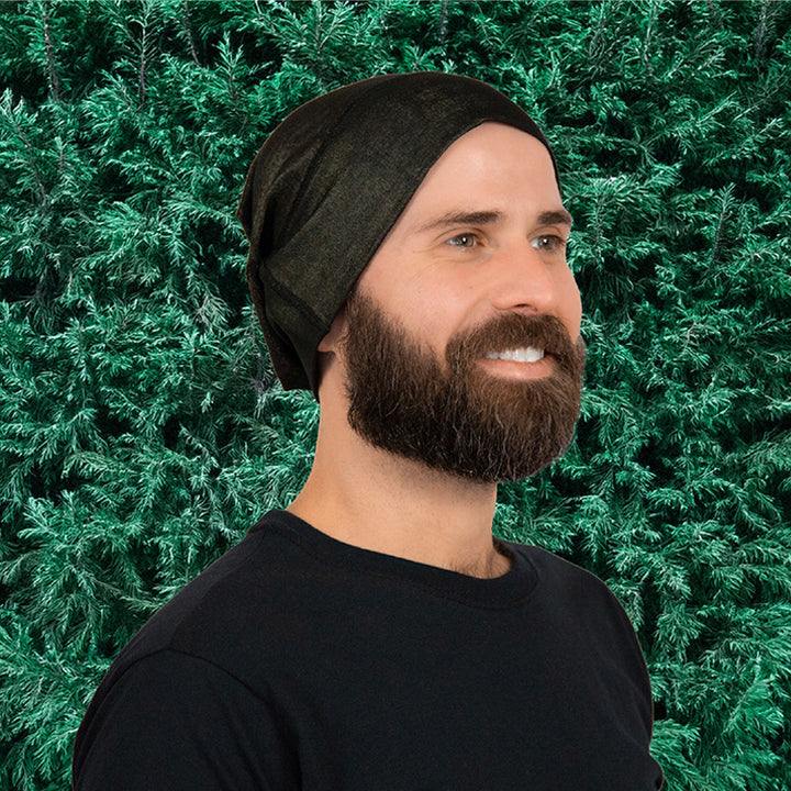 Black Silver Jersey Modal Beanie