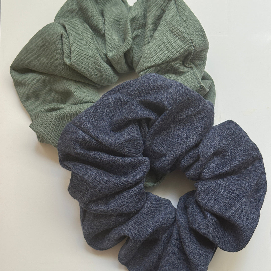 Moss & Denim Jersey Silver Chunky Scrunchie - Bundle
