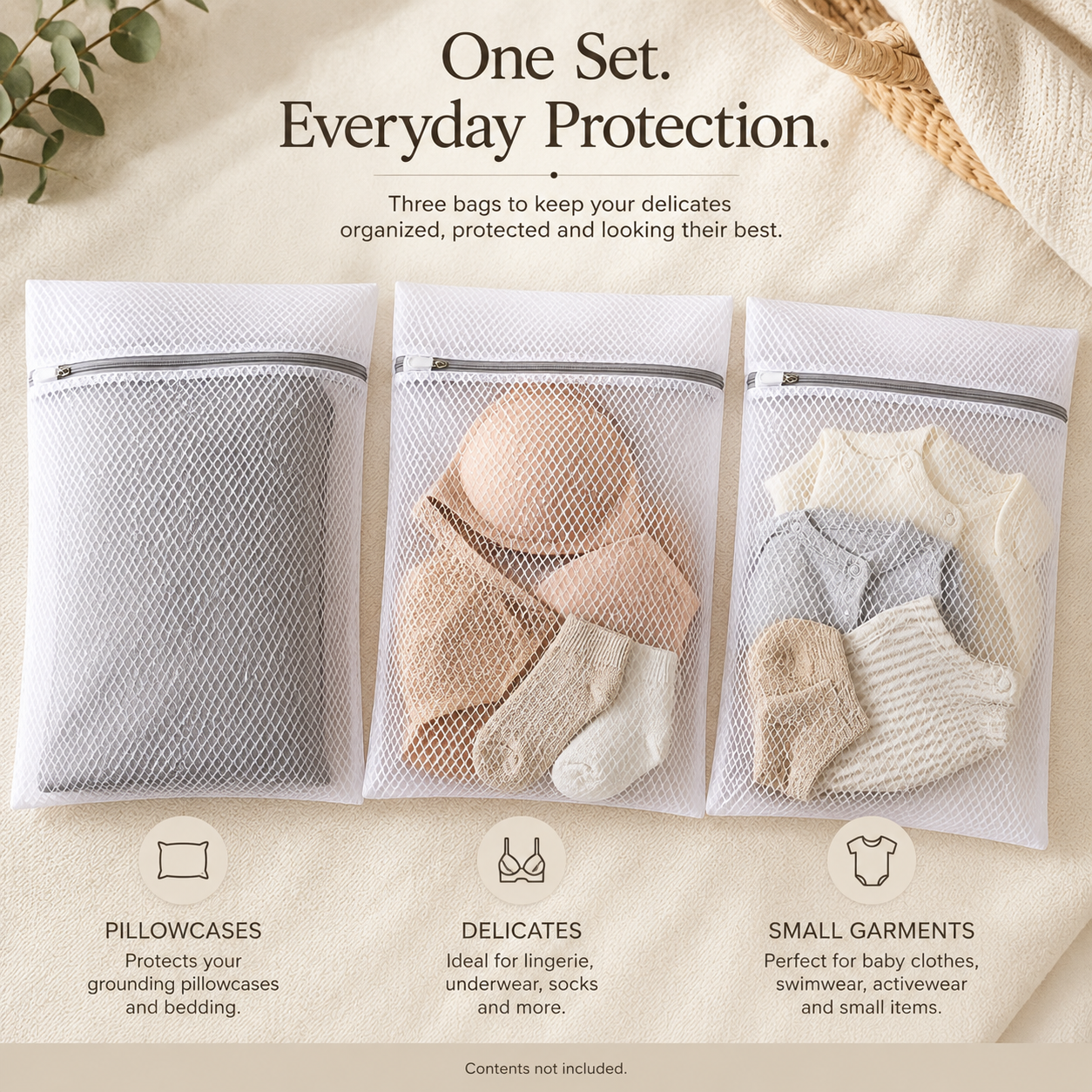 GroundLuxe™ Premium Honeycomb Mesh Laundry Bags | 3-Piece Set (12" x 16")