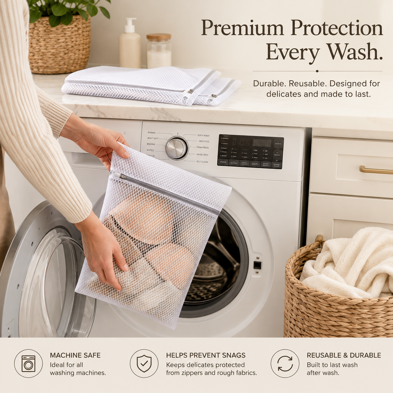 GroundLuxe™ Premium Honeycomb Mesh Laundry Bags | 3-Piece Set (12" x 16")