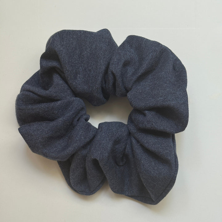 Denim Jersey Silver Chunky Scrunchie