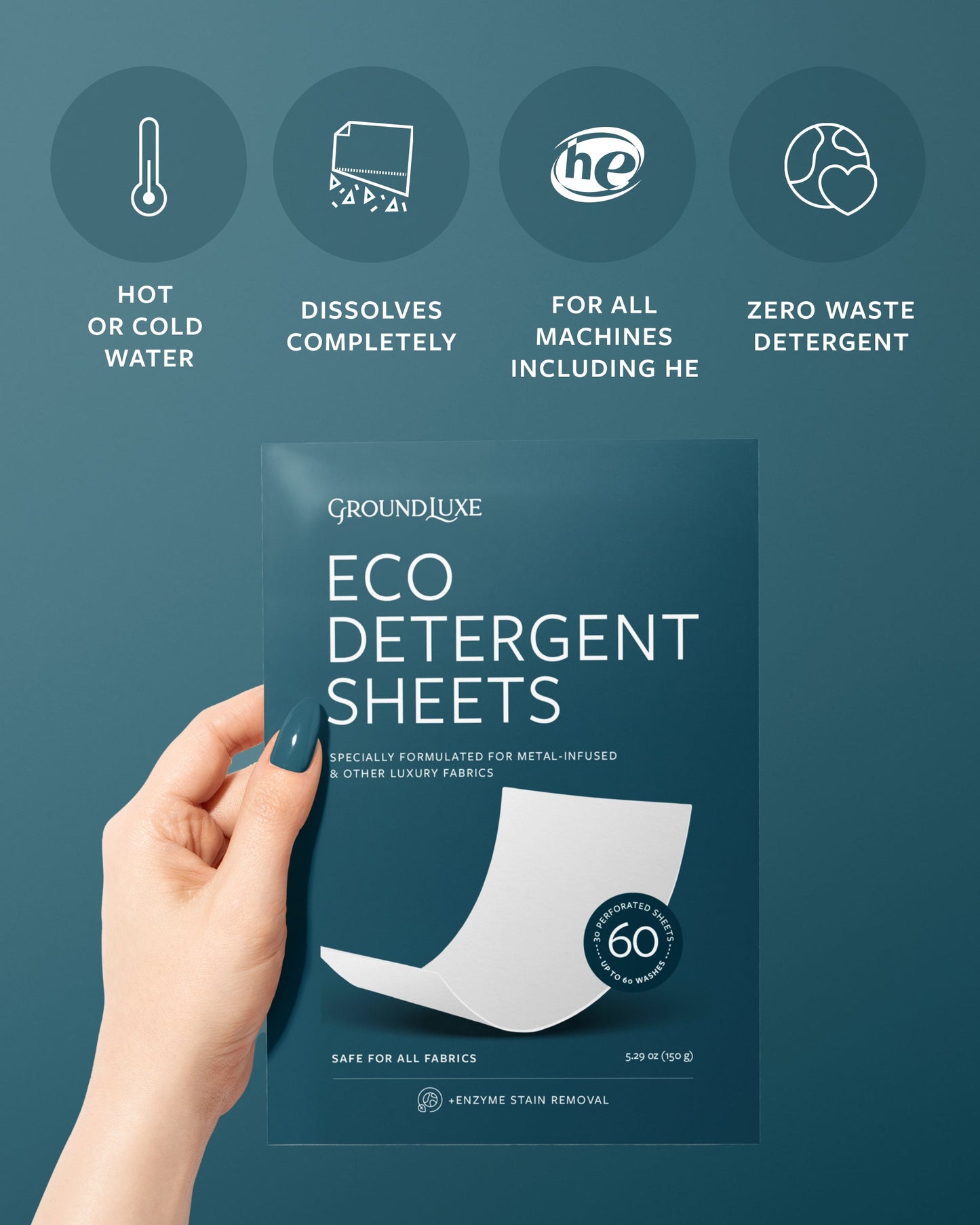 GroundLuxe Eco-friendly Laundry Detergent Sheets
