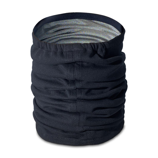 Black & Silver Cotton Double Knit Neck Gaiter