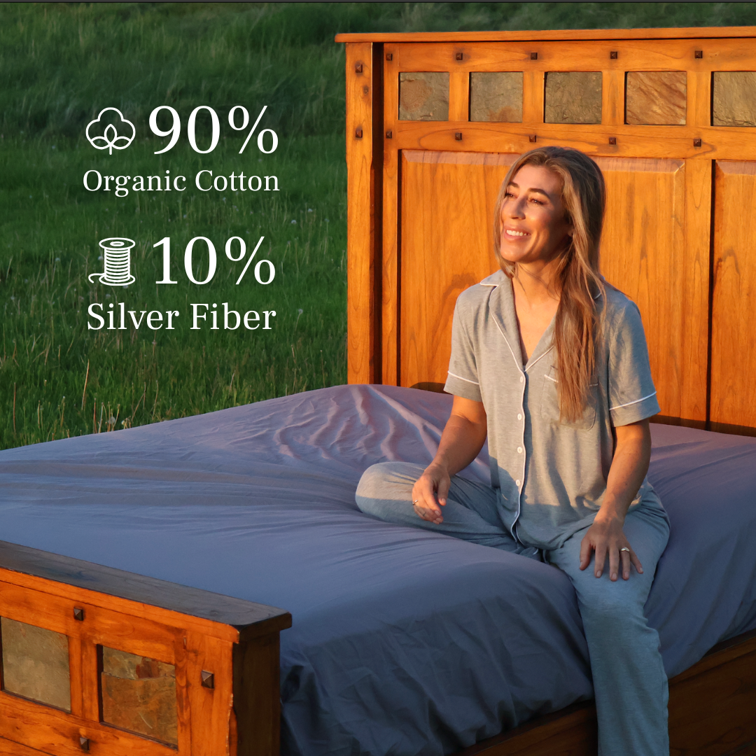 GroundLuxe Fitted 18-inch Deep Pocket US-Sewn Grounding Sheet (Organic Cotton)