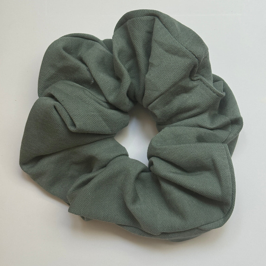 Moss Jersey Silver Chunky Scrunchie