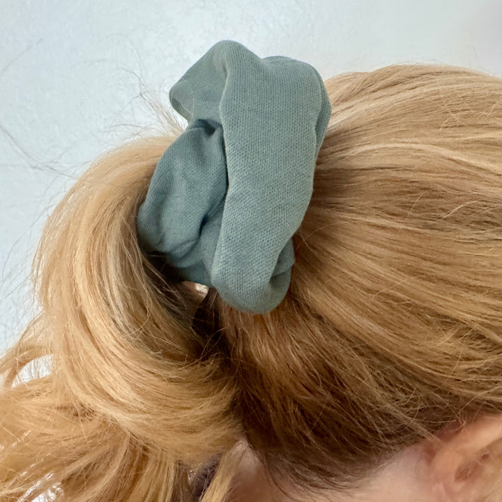Moss Jersey Silver Chunky Scrunchie