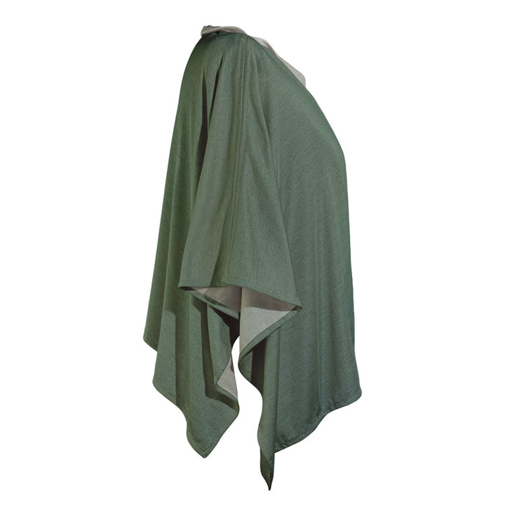 Poncho Cotton Double Knit Green Moss - Short