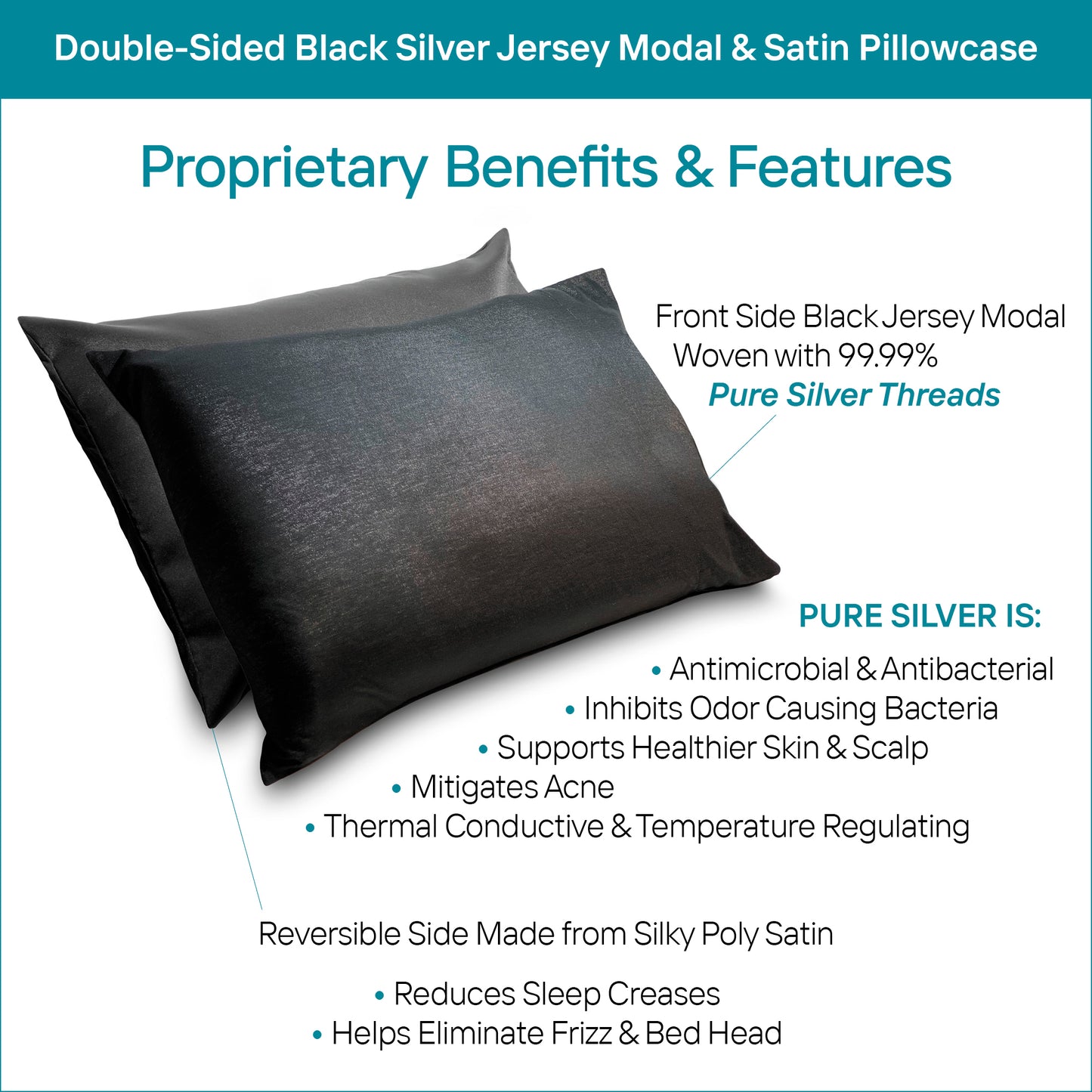 TRU47 Natural Silver Modal & Satin Pillowcase