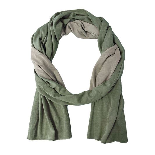 Reversible Silver Cotton Double Knit Scarf Moss
