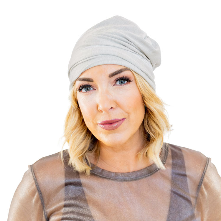 Natural Silver Jersey Modal Beanie