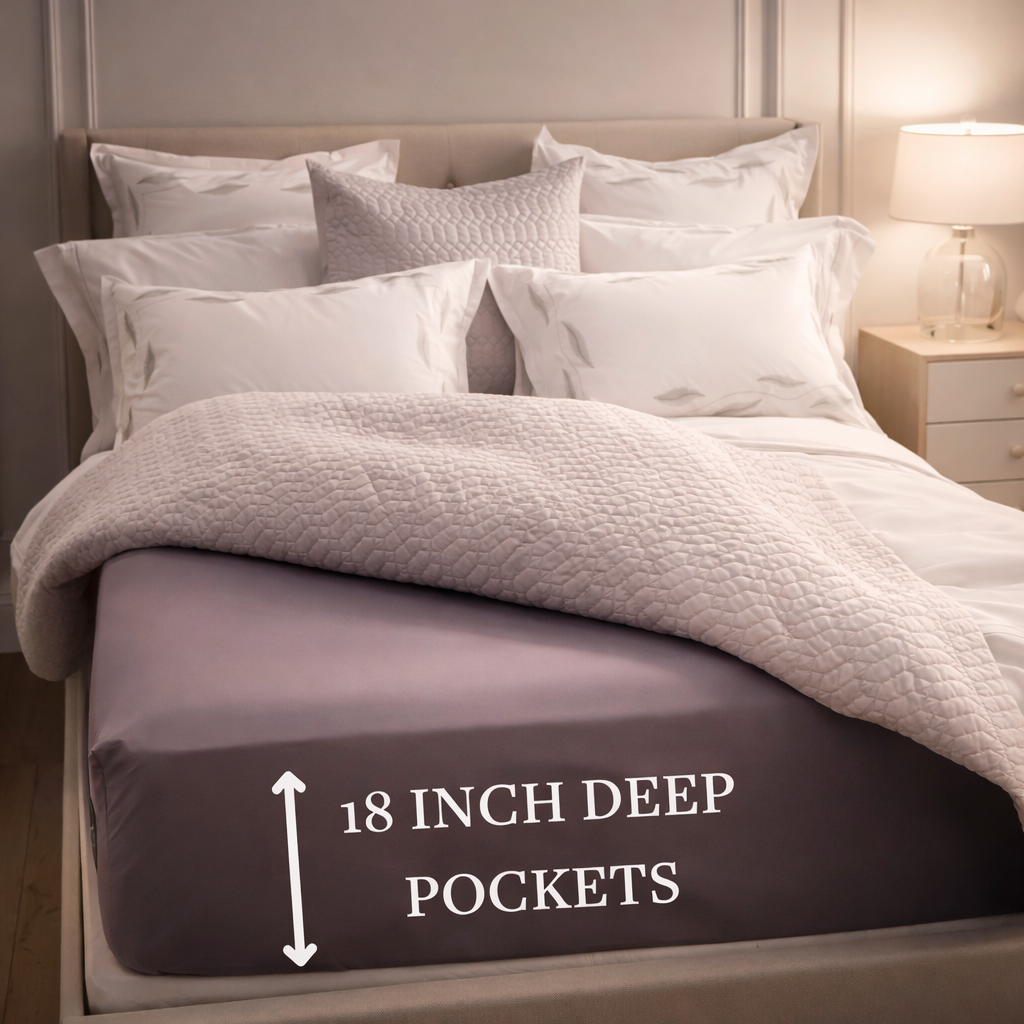 GroundLuxe Fitted 18-inch Deep Pocket US-Sewn Grounding Sheet (Organic Cotton)