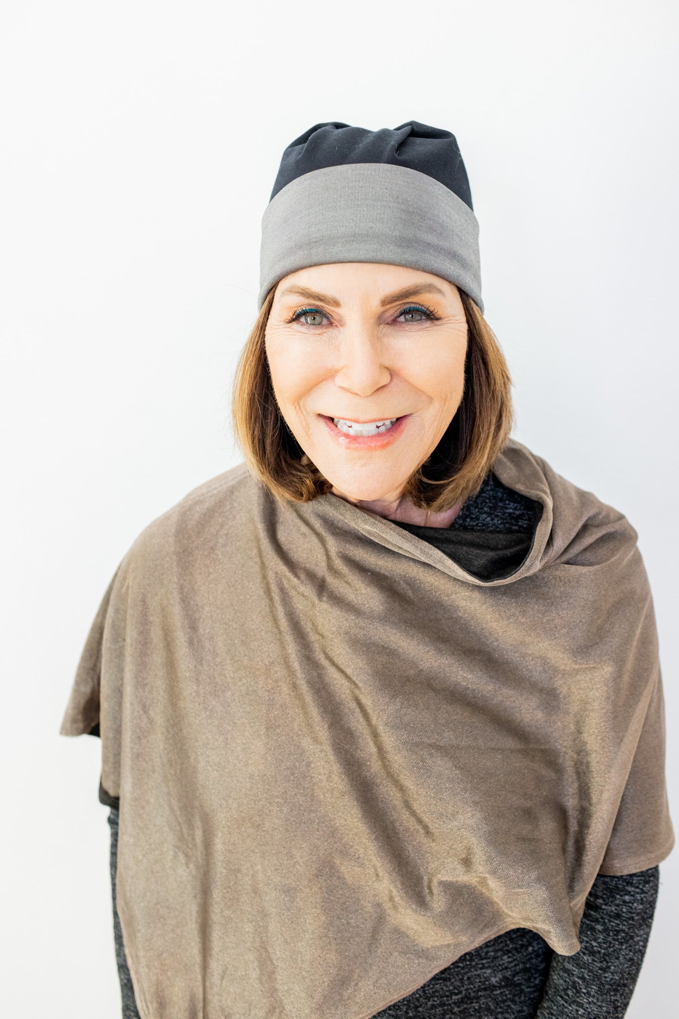 Black Silver Cotton Double Knit Beanie