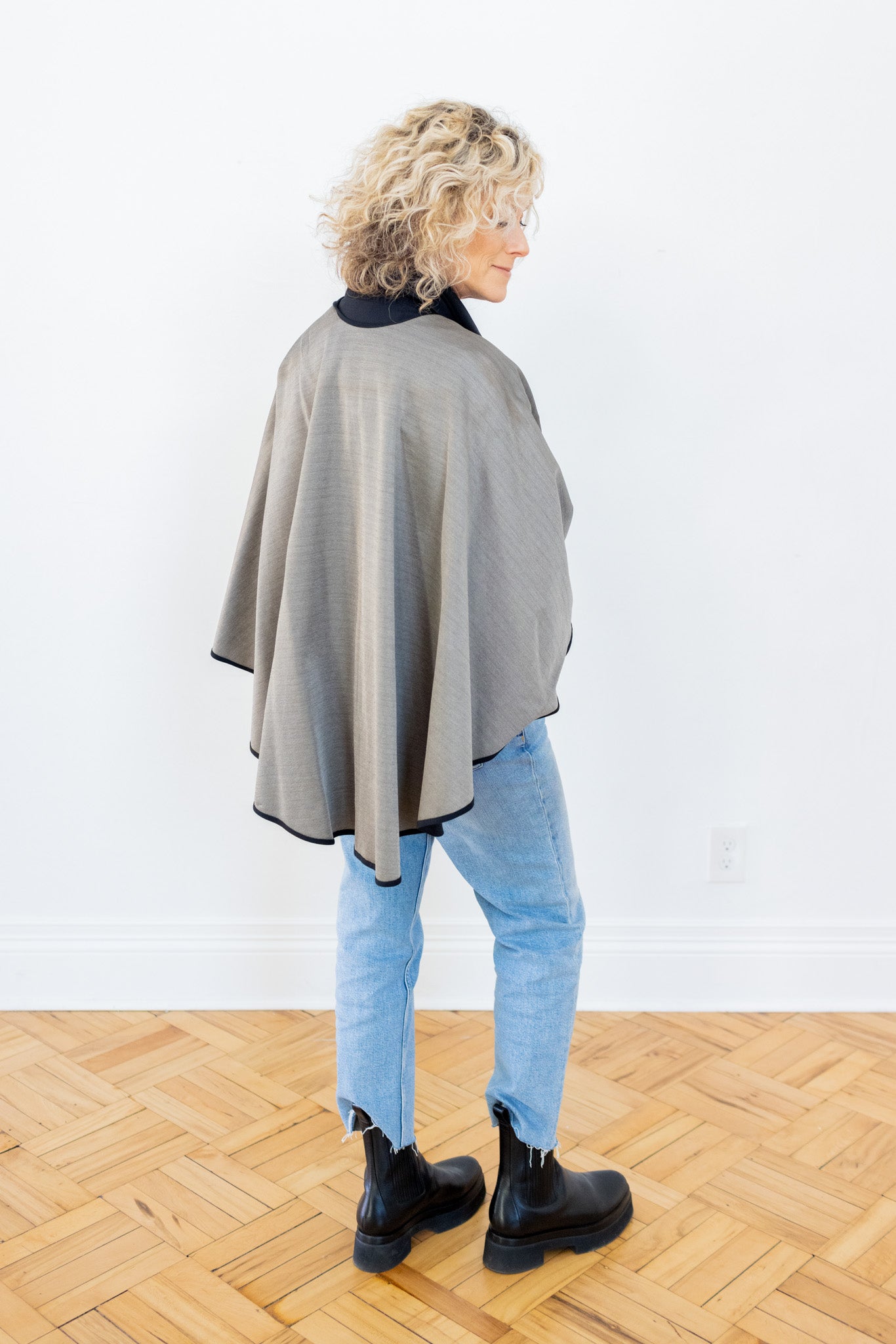 Black Silver Cotton Double Knit Cape
