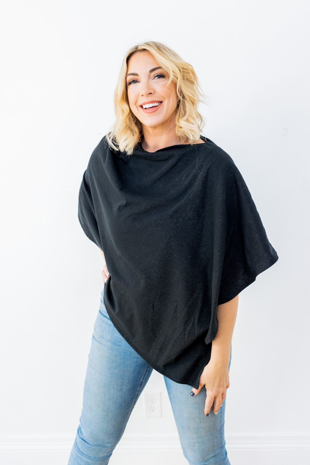 Silver Jersey Modal Poncho - Long