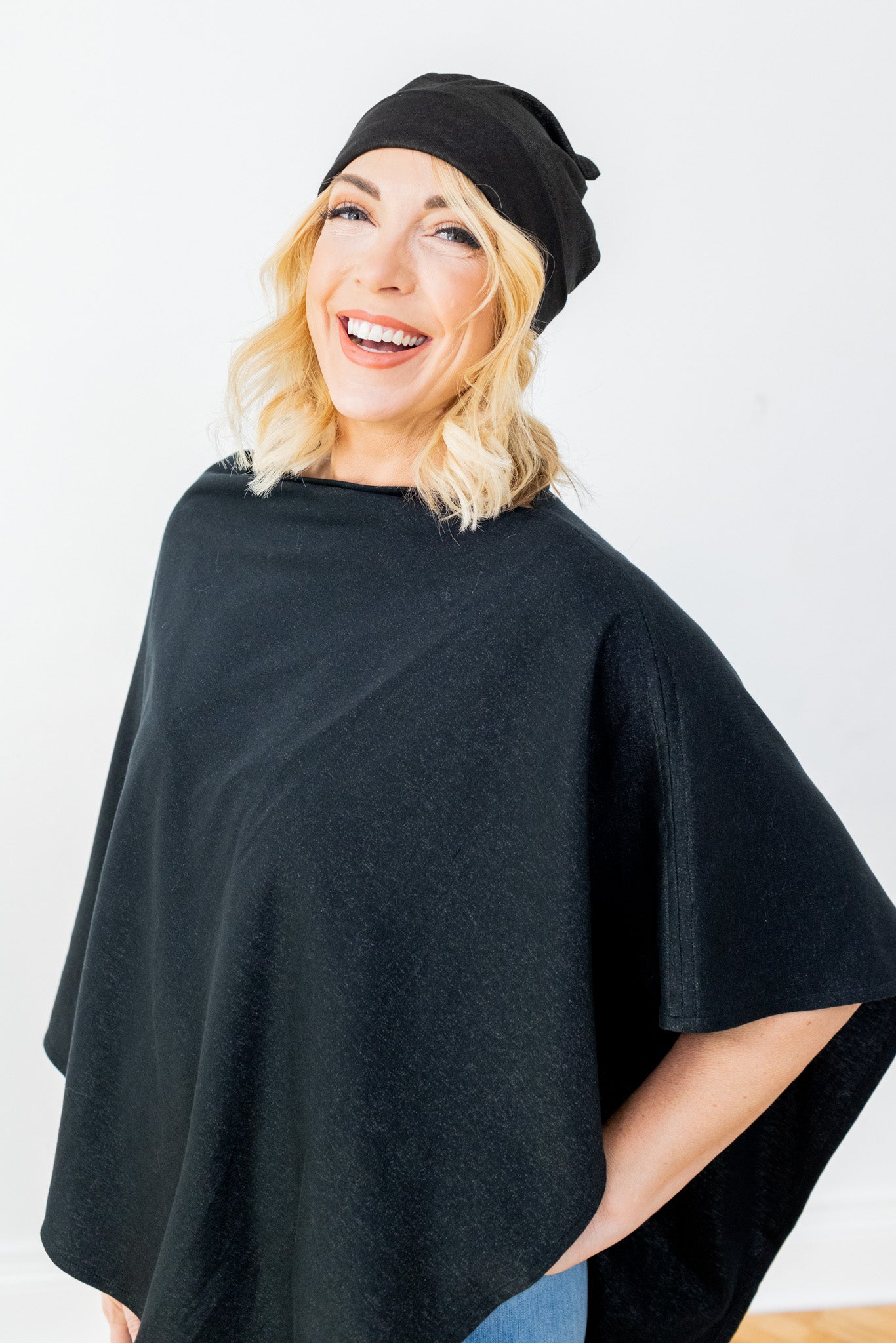 Black Silver Jersey Modal Beanie