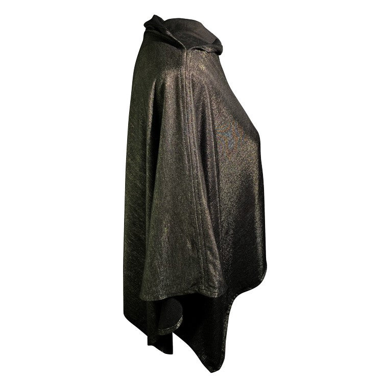 Black Silver Jersey Modal Poncho - Short