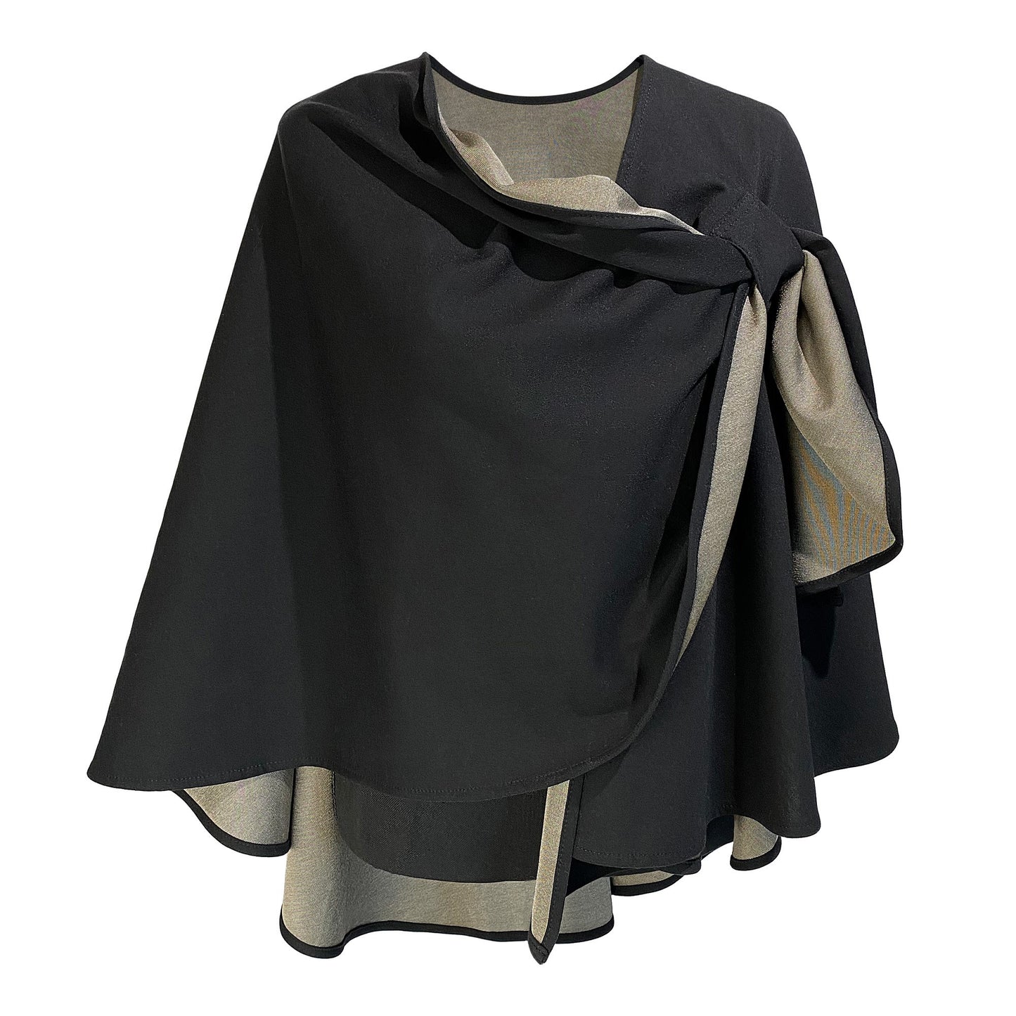 Black Silver Cotton Double Knit Cape