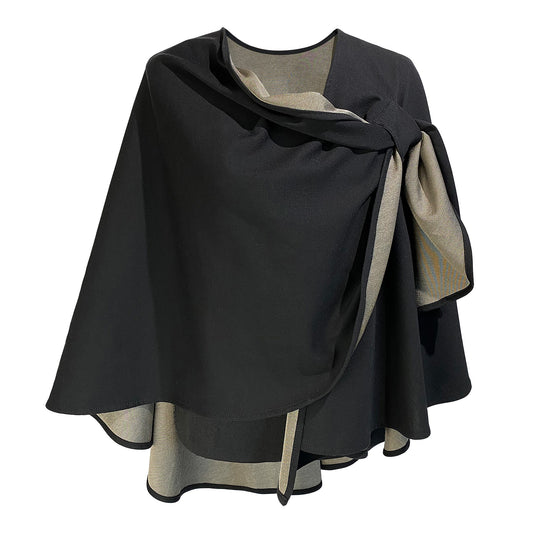 Black Silver Cotton Double Knit Cape