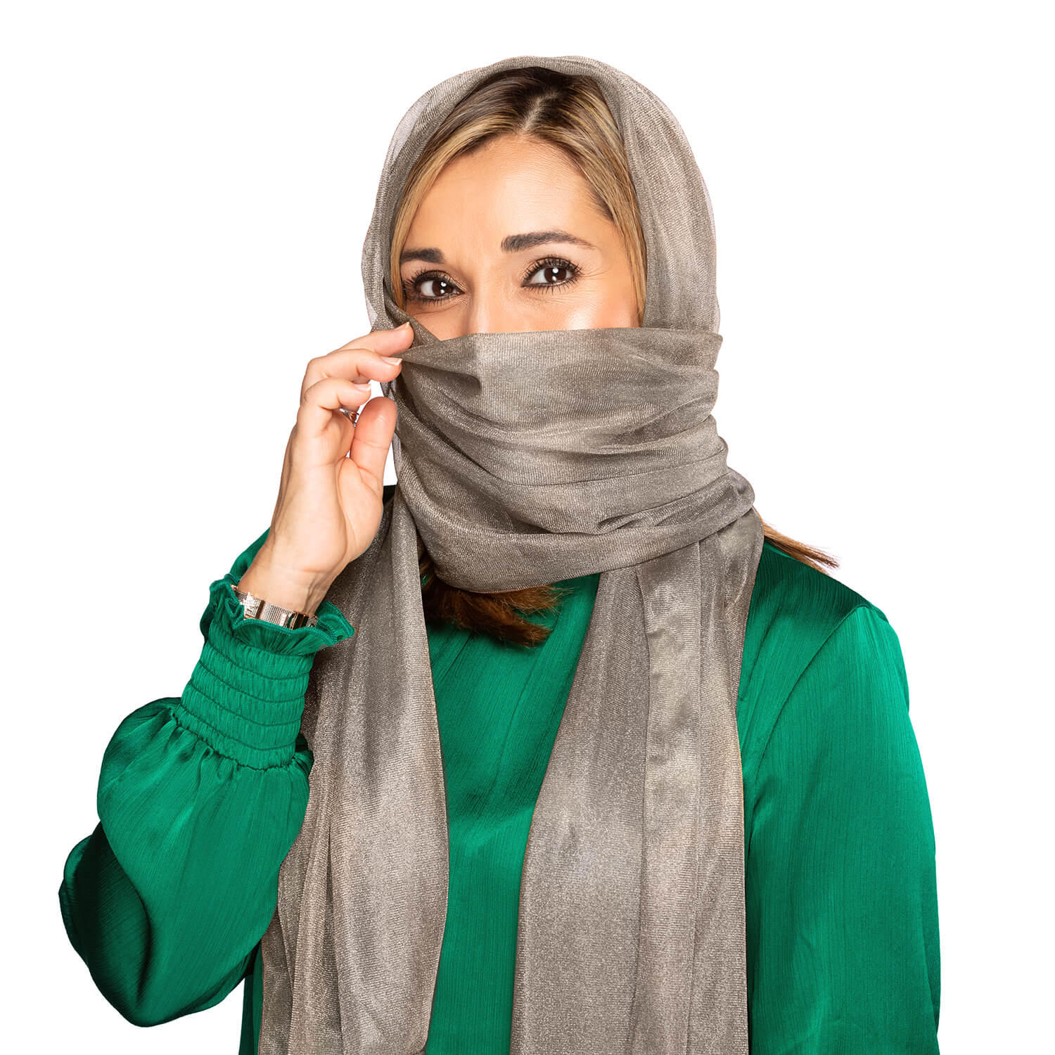 Long Silver Scarf Made with Antibacterial Silver Mesh - TRU47