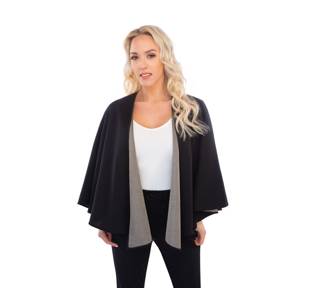 Black Silver Cotton Double Knit Cape