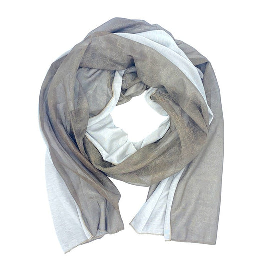 Reversible Pure Silver Mesh & Natural Jersey Long Scarf